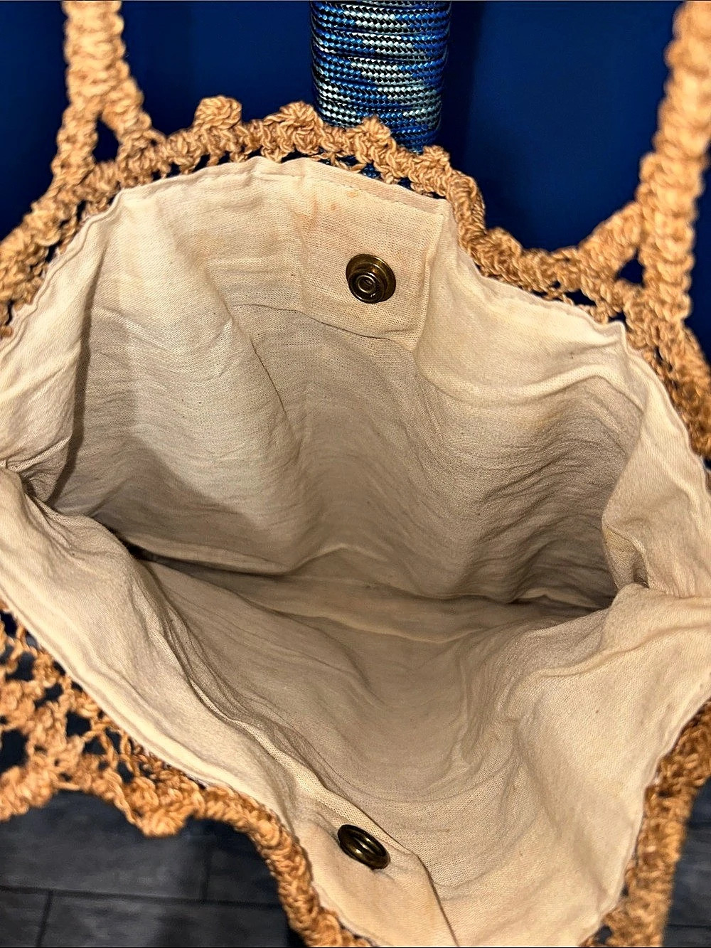 Beige Crochet Tote Bag - Picture 4 of 14